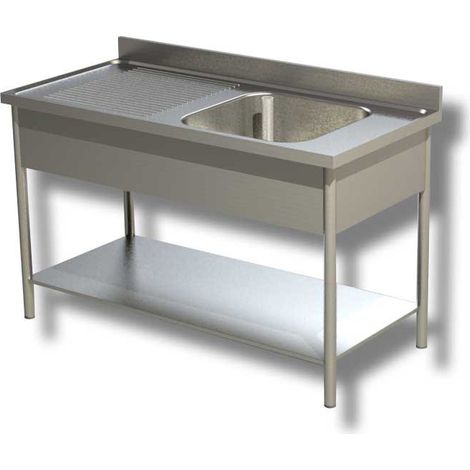 Plonge Inox Evier à Droite avec Etagère - Gamme 600 - Ristopro