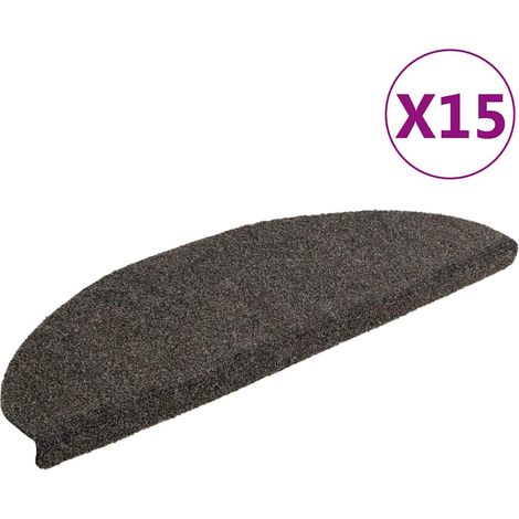 vidaXL Felpudos autoadhesivos para escaleras, 15 unidades, antracita, 65 x 21 x 4 cm, semicirculares, grandes (1/5)