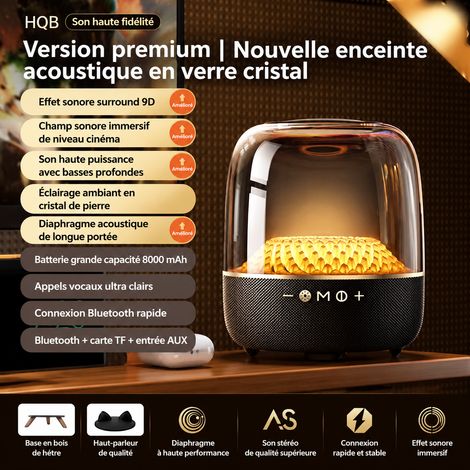 Enceinte Bluetooth transparente LP90pro avec socle offert et oreilles de chat LED 25,5 × 25 × 27 cm 2,45 kg – Livraison gratuite