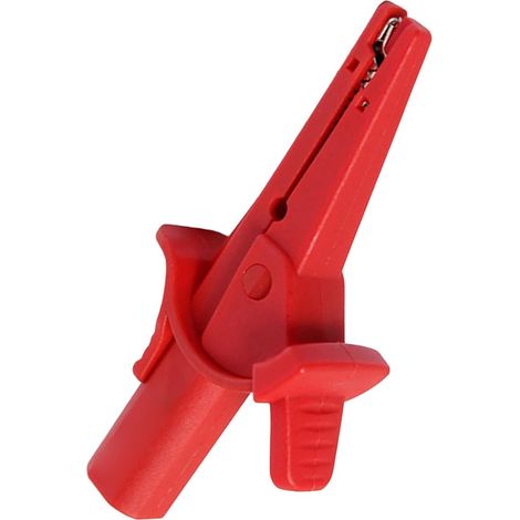 Pinces Crocodiles Isolées 4mm Fiche Banane Rouge en Nylon et Cuivre, Larges et Robustes pour Test Électrique sur Clôtures Électriques et Chargeurs de Batterie (1/5)