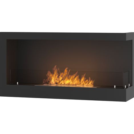 Camino a Bioetanolo da Incasso 90x45 cm Corner 900 Right Destro Nero con Vetro (1/5)