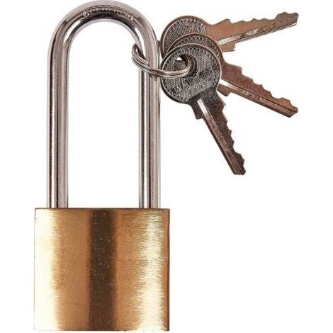 LIFEBOX Cadenas 38mm grande anse Corps robuste en acier trempé avec 3 clés pour applications de sécurité (1/3)
