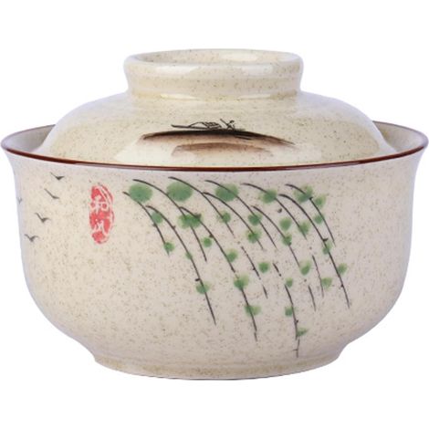 Bol à ramen, ensemble de bols à ramen en céramique avec couvercle, bols à soupe de 800 ml, Pho, bol à ramen japonais vintage en céramique pour céréales, soupe, vaisselle asiatique, compatible micro-on (1/5)
