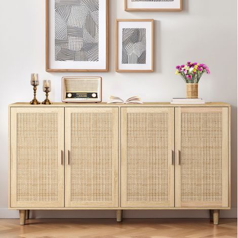 mobile contenitore 158 cm 4 ante rattan naturale solido OKMYHOME (1/5)