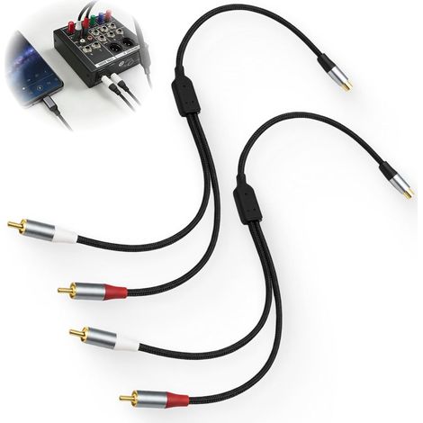 2Pcs Câble Stéréo RCA 50cm, 1 Femelle vers 2 Mâle Doubleur Câble RCA Splitter Tressée, Jack Audio Stéréo Cordon pour Amplificateur, Subwoofer, Console de Jeu, Home Cinéma, HDTV (1/5)