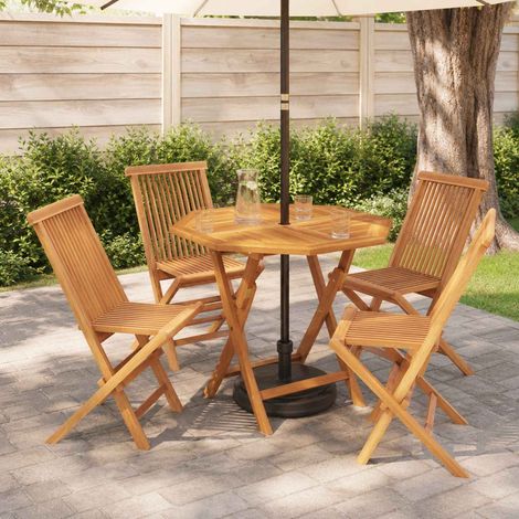 Set da pranzo da giardino pieghevole in legno massello di teak naturale, set da 5 pezzi, 41.75kg - PANGIVO (1/5)