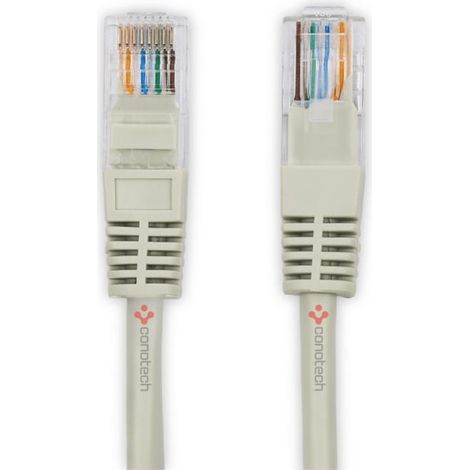 Cable de red Ethernet LAN, cable de conexión a Internet RJ45 UTP Cat.5e, gris, 15 m (1/3)