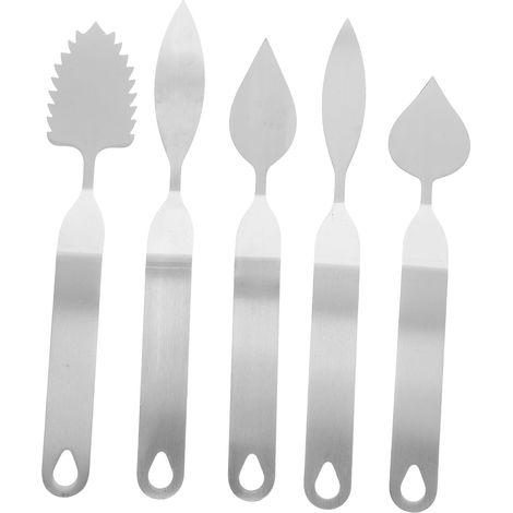 Kit de 5 Pièces Spatules à Chocolat en Acier Inoxydable Coupe-Feuilles Ergonomique pour Décoration de Gâteau Mousse, Facile à Nettoyer, Pâtisserie Maison (1/5)