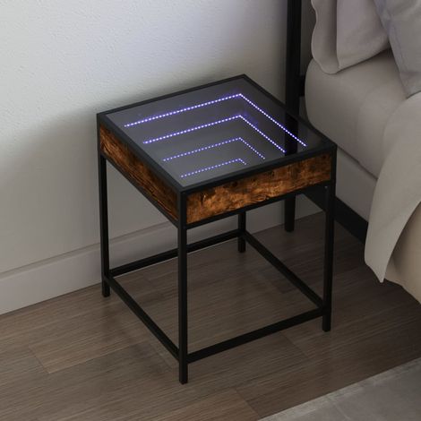 Nachttisch mit Infinity-LED Räuchereiche 40x40x51 cm (1/5)
