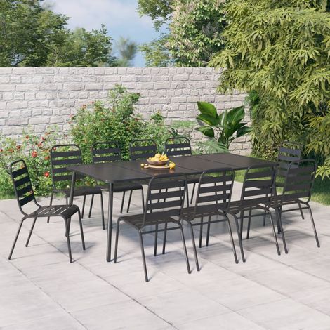 Juego de comedor de jardín 11 piezas acero gris antracita vidaXL (1/5)