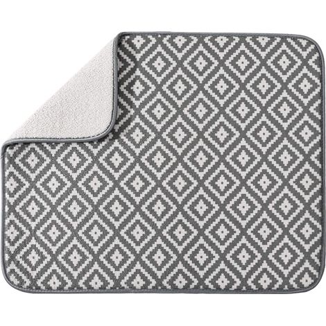 Lot de 2 tapis égouttoirs à vaisselle en microfibre ultra-absorbante, 48,8 x 40,1 cm (motif losange) (1/5)