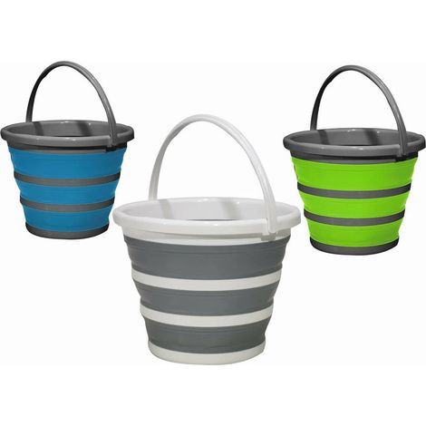 TrAdE Shop Traesio - Secchio Con Manico Multiuso Richiudibile Salvaspazio Capacità 10 Lt In Plastica Silicone - (1/2)