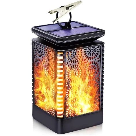 LED-Solarlampe mit Flammeneffekt, Laterne, Taschenlampe