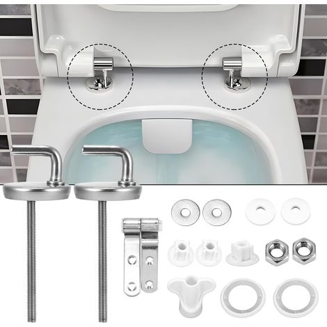 1 Satz Ersatz-Toilettensitzscharniere, Edelstahl-Toilettensitzscharniere, Ersatzscharniere mit Beschlägen und Reparaturteilen, kompatibel