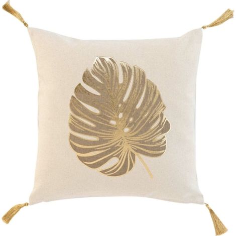 Coussin en coton au style nature dorée Naturel 40x40 cm (1/4)