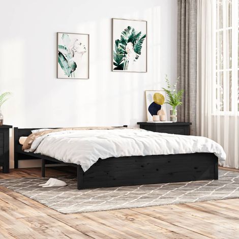 Giroletto Nero in Legno Massello 150x200 cm King Size vidaXL (1/5)