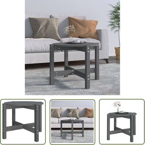 The Living Store Couchtisch Grau Ø 62,5x45 cm Massivholz Kiefer - Couchtisch - Holzt Tisch - Wohnzimmerdeko - Kiefernholzmöbel - Grau Couchtisch (1/5)
