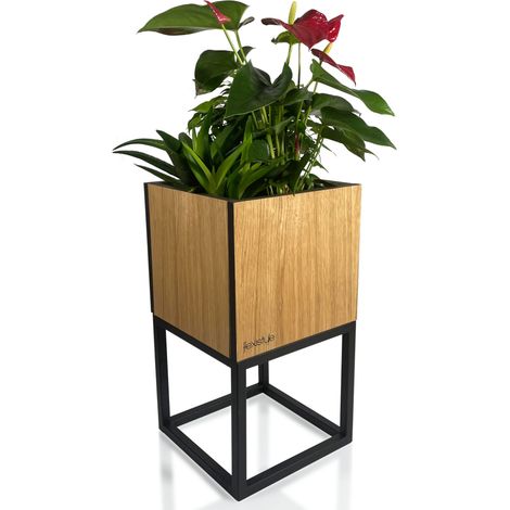 Soporte para flores LOFT FIORINO de roble, 22x22x40 cm (1/5)