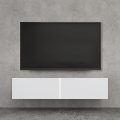 doporro Mobile Porta TV Sospeso 140 cm con 2 Ante Antracite Opaco e Bianco Opaco, Credenza Bassa da Soggiorno Salotto, Madia Consolle Bicolore per TV Fernsehschrank02