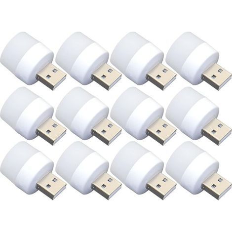 Mini USB Night Light - 12pcs Plug-in Bulbs, Portable White Light for Toilet, Kitchen, Hallway - Ideal for Children (1/5)