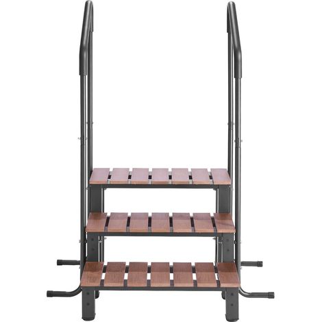 Spa-Treppe mit Handlauf, 3-stufige Außentreppe für Whirlpools, breite, 640 mm rutschfeste Stufe für Aufstell- und aufblasbare Pools, Tragkraft 250 kg, vielseitig einsetzbar: Terrasse, Balkon, Deck, An (1/5)
