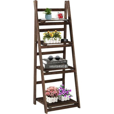 UNHO Estanteria de madera para plantas de interior y exterior para el hogar balcón terraza jardín - 41x32,5x110cm (1/5)