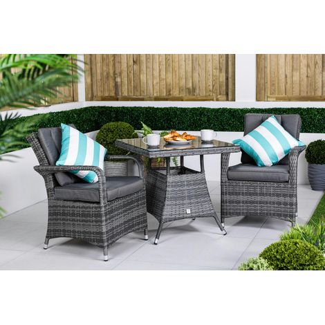 Arizona Square Rattan Garden Bistro Table and Chairs Set 2 Seater Patio Set (1/5)
