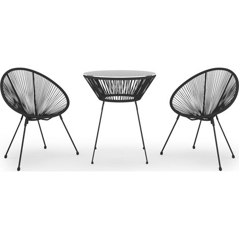 Maison Exclusive - 3-tlg. Garten-Essgruppe PVC Rattan Schwarz