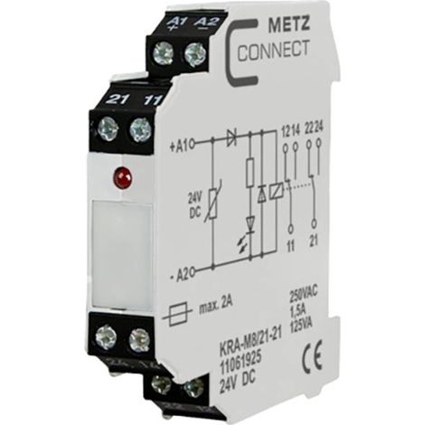 Modulo d'accoppiamento, 24 V/DC (max) 2 scambi Metz Connect 11061925 1 pz.
