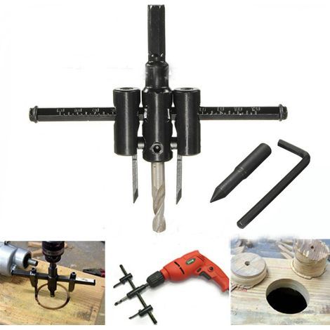 30-120mm Coupe-trou à bois réglable, kit de scie cloche circulaire pour menuiserie (1/5)