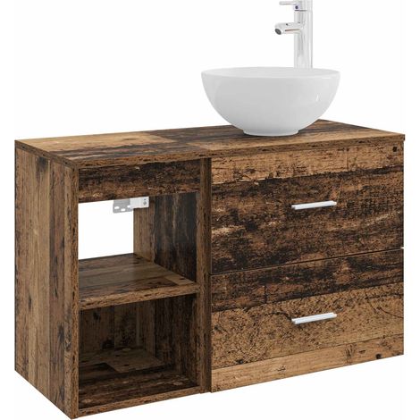 Badezimmermöbel-Set 2 pcs Altholz Holzwerkstoff vidaXL