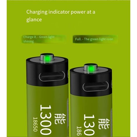 Batterie 18650 Type-C rechargeable 13000mWh haute capacité USB, 3,7V, pour lampe torche, pile lithium à chargement rapide, haute puissance (1/5)