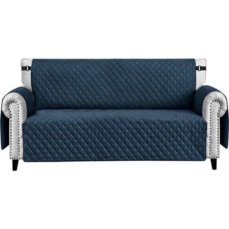 Housse de Canapé Fauteuil Imperméable Poches latérales Antitache Antidérapant Bleu - 2 places