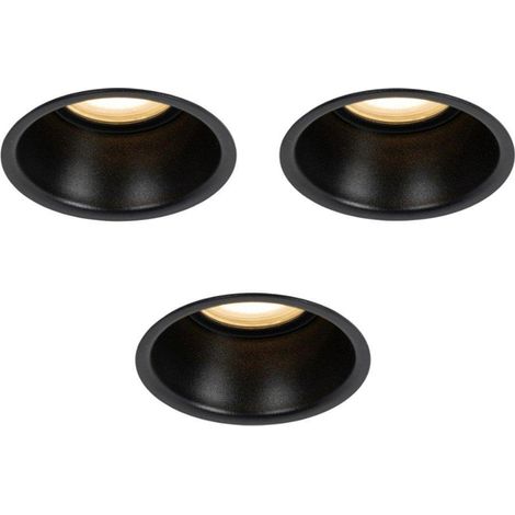 QAZQA Dept Spot encastrable moderne - set de 3 - 8,8x8,8x9,2cm - dimmable - IP44 - noir mat (1/5)