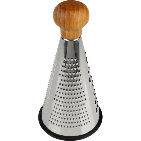 Fackelmann 31036 Grattugia in acciaio inox, Grattugia per formaggio, Grattugia per verdure, manico in legno certificato FSC, acciaio inossidabile, 24 x 12 cm (1/4)
