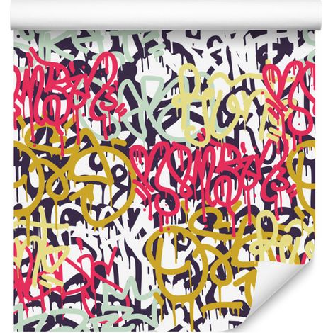 Carta da parati graffiti in vari colori per soggiorno e camera da letto 50x1000 cm (1/5)