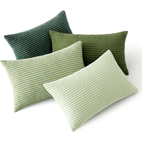 Housses de Coussin en Velours Côtelé Carrées Décoratives Douces pour Le Douce en Velours Rayé Lot de 4 pour la Décoration Intérieure Canapé Chambre à Coucher 40x60cm Série Forest Green (1/5)