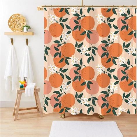 Rideau de Douche - FUNMOON - Orange2 - 150x180cm - Imperméable - Résistant à la moisissure