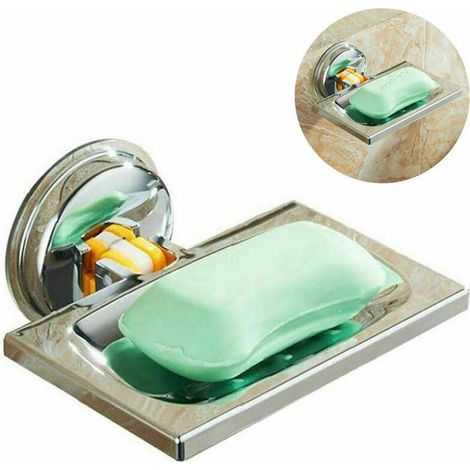 Soap dish, wall mounted stainless steel shower dish, self adhesive, scourer pad holder for kitchen or bathroom (1/5)