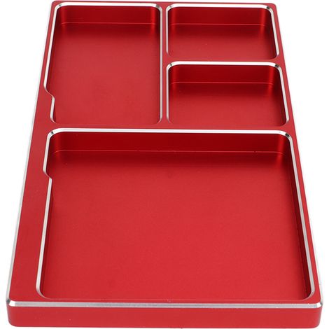 Plateau à vis pour modèles réduits radiocommandés, en alliage d'aluminium, avec support magnétique, plateau à vis pour outils de réparation radiocommandés, adapté à la maintenance en extérieur, rouge. (1/5)