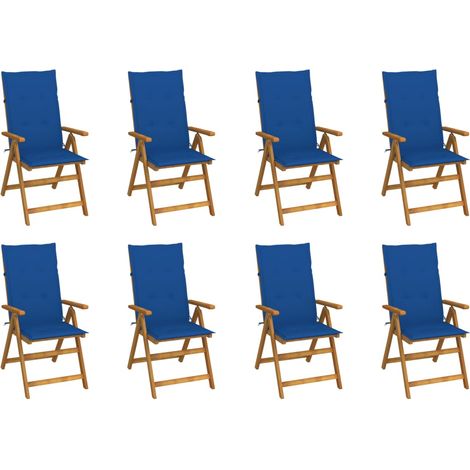 Lot de 8 Chaises pliables de jardin avec coussins,Fauteuils d'extérieur Bois d'acacia -TF24983 (1/5)