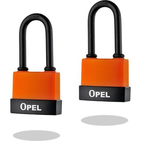 High Security Padlock [Keyed] [Dustproof PVC Plastic Casing] [Outdoor - Rustproof] [Pack of 2] - Ideal for sheds, garages, fences and gates, 55mm long, orange (1/5)