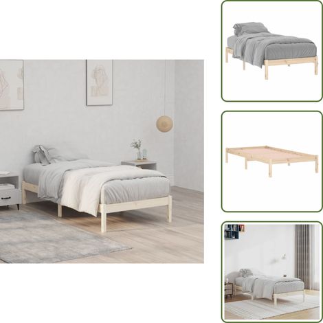 Madera de pino - vidaXL Estructura de cama sin colchón madera maciza de pino 100x190 cm - Cama rústica