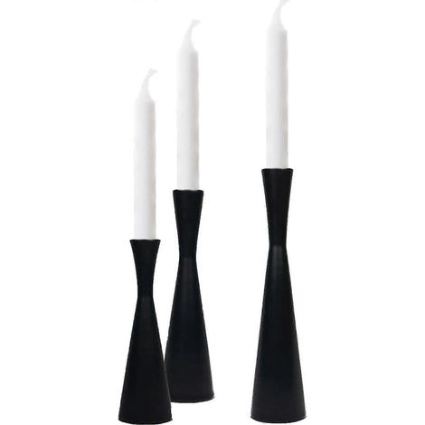 Bougeoirs, lot de 3, métal noir, bougeoirs coniques, décoratifs (1/4)