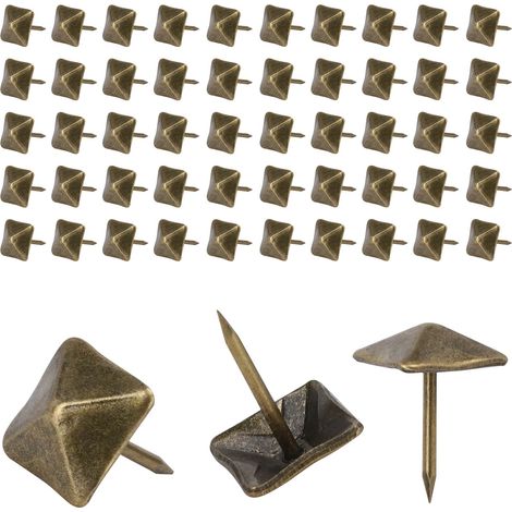 50 Pièces Clous de Tapissier,Punaises de Tapisserie, Clous Ameublement Décoratifs,clouss de meubles vintage,clouss décoratifs en forme de carré,clousss décoratifs antiques,Vintage rembourrage(12mm) (1/4)