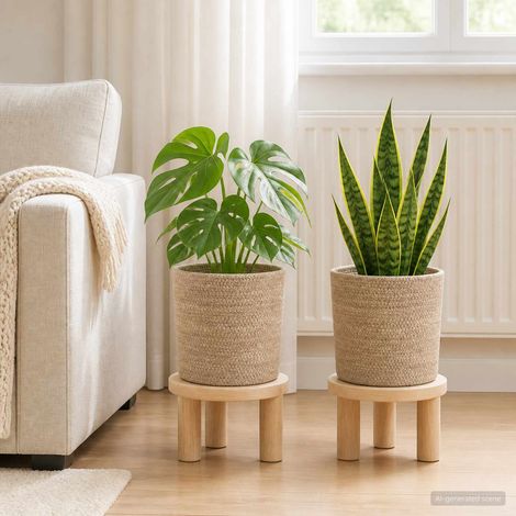 vidaXL Plant Pot Set 2 pcs Natural 脴 21 x 21 cm 100% Tossa Jute (1/5)