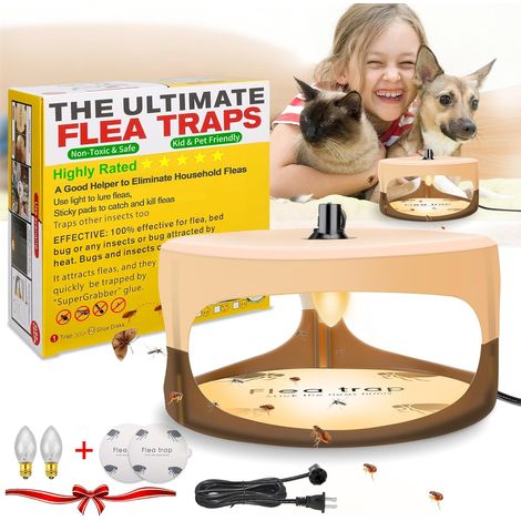 Trappola per pulci per interni, nuova trappola per cimici da letto con ricariche leggere e cuscinetti adesivi, trappola elettronica per moscerini per uso interno e domestico (beige, 1