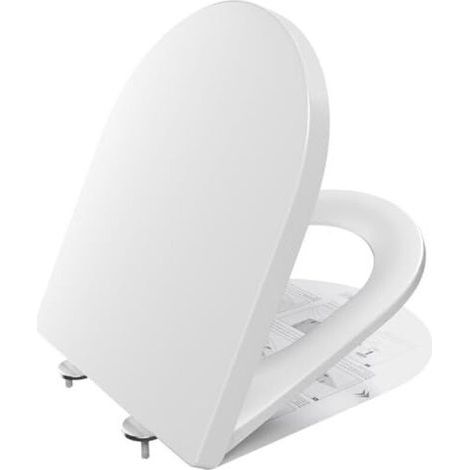 Abattant WC à fermeture douce, abattant WC en forme de D, abattant WC blanc, abattant WC à dégagement rapide, abattant WC, abattant WC familial, abattant WC à fermeture douce, abattant WC à dégagement (1/5)