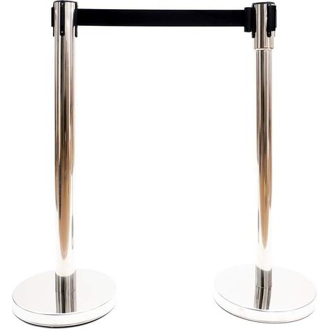 Normaluz BA50190 - Segnalazione divisore omologato palo nero con nastro da 2 metri colore nero acciaio inox 910 x 51 x 320 mm (1/5)