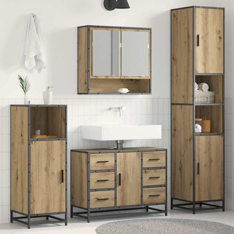 Juego de muebles de baño con cajón 3 pcs Roble artisan